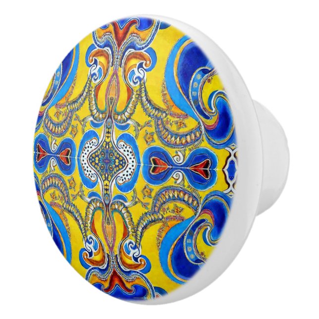 Pomo De Cerámica Ataque azul amarillo (Derecha)