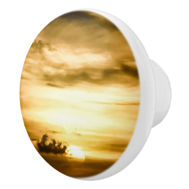 Pomo De Cerámica Atardecer En El Océano Pacífico (Derecha)