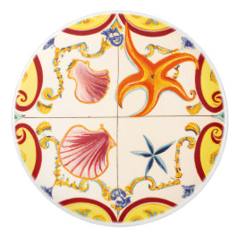 Pomo De Cerámica Atractivas mariscos y estrellas de mar