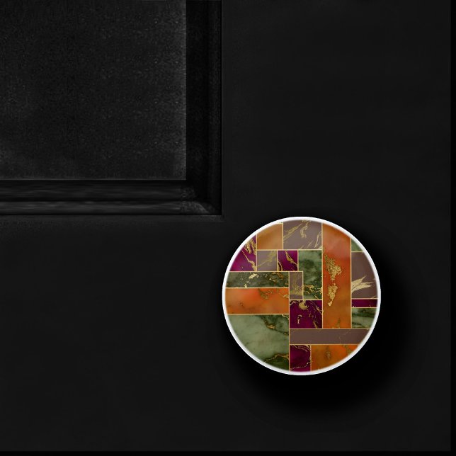 Pomo De Cerámica Autumn Luxury | Mármol geométrico de tono de joyas (Subido por el creador)