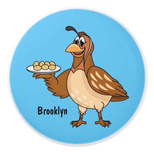 Pomo De Cerámica Ave feliz con personalizado de huevos (Anverso)