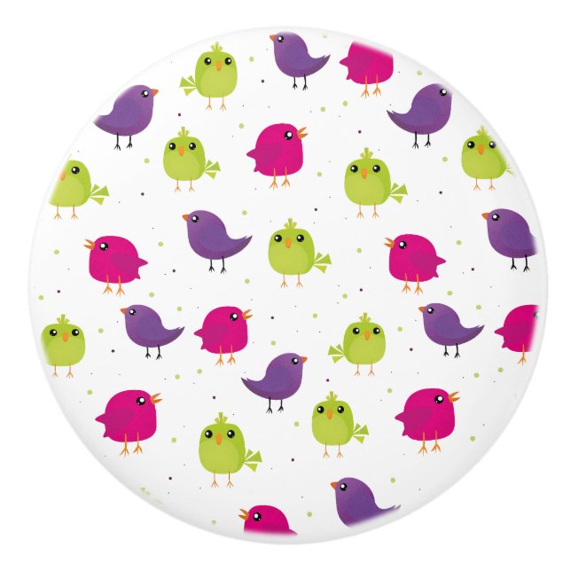 Pomo De Cerámica Aves alegres y coloridas (Anverso)