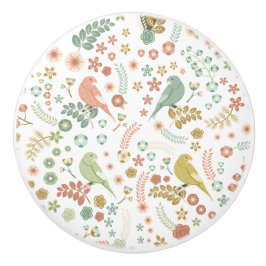 Pomo De Cerámica Aves y ramas de Shabby White