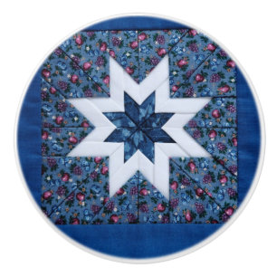 Pomo De Cerámica Azul de la estrella del edredón