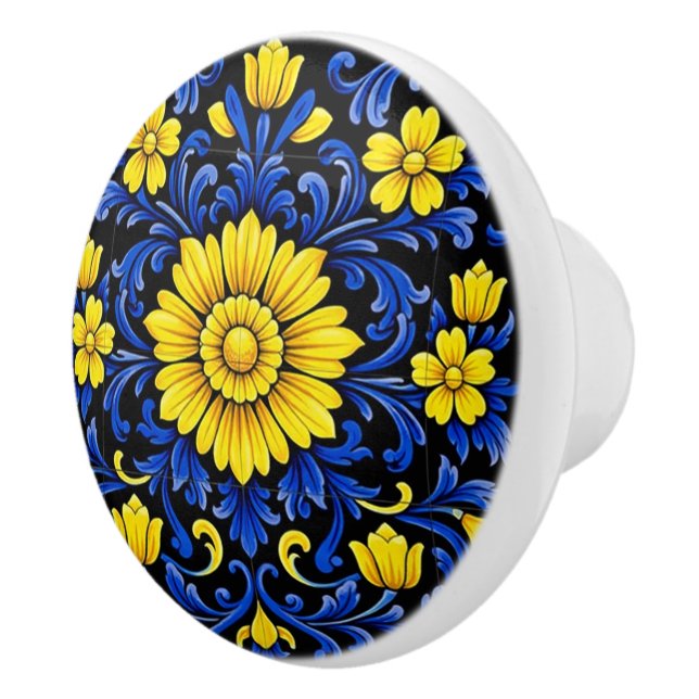 Pomo De Cerámica Azul Flor Noite (Derecha)