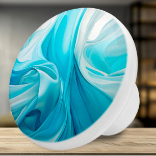 Pomo de cerámica azul inspirado en el tejido abstr