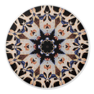 Pomo De Cerámica Azul medieval moderno de la crema de la teja de