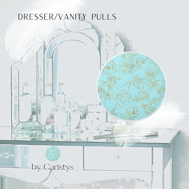 Pomo De Cerámica Azul Pastel con líneas de Rosa de oro (Subido por el creador)