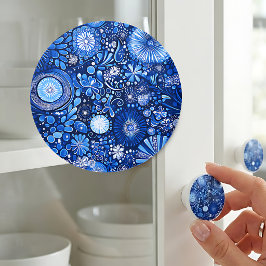 Pomo De Cerámica Azul Shibori Botánico