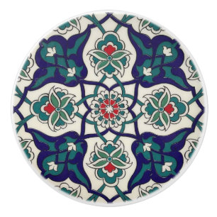Pomo De Cerámica Azul Turquesa Cerámica Floral