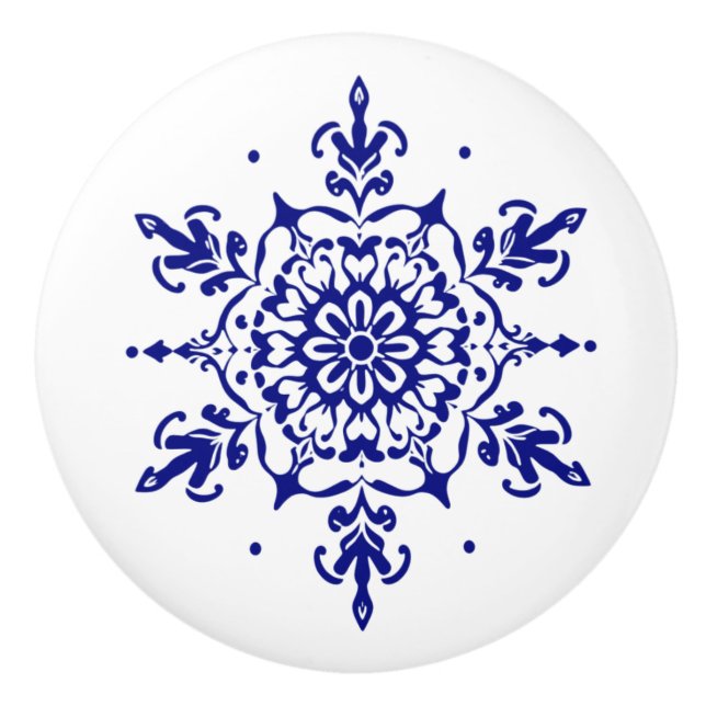 Pomo De Cerámica Azul y blanco Estilo Azulejo Estilo Cerámica Knob (Anverso)