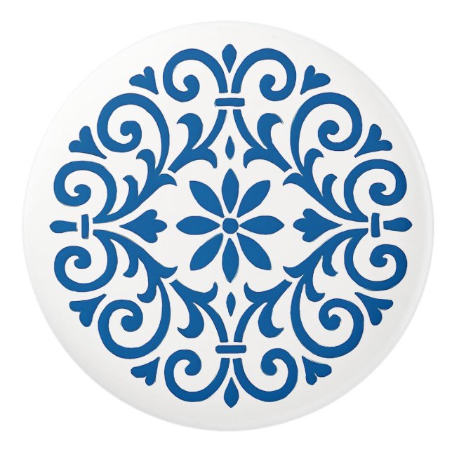 Pomo De Cerámica Azul y blanco Estilo Azulejo Estilo Cerámica Knob (Anverso)
