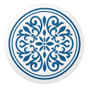 Pomo De Cerámica Azul y blanco Estilo Azulejo Estilo Cerámica Knob