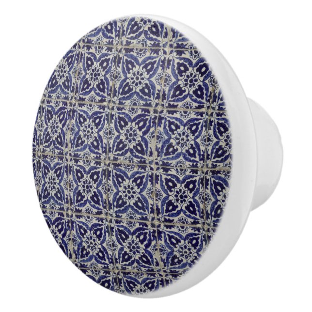 Pomo De Cerámica Azulejo azul azul blanco geométrico ruso italiano (Derecha)