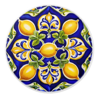 Pomo De Cerámica Azulejo de cerámica de limón mediterráneo