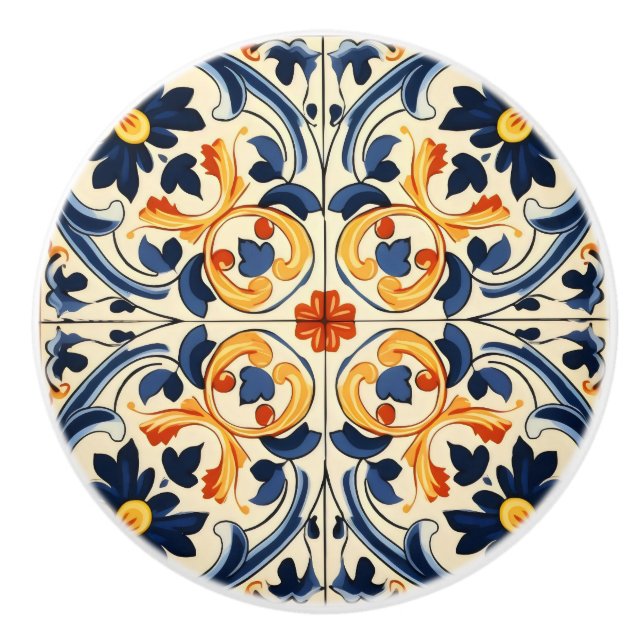 Pomo De Cerámica Azulejos italianos amarillos (Anverso)