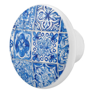 Pomo De Cerámica Azulejos italianos azules y blancos