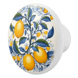 Pomo De Cerámica 💙 💛 Azulejos Lemon Vine