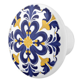 Pomo De Cerámica 💙 💛 Azulejos Porto Fleur