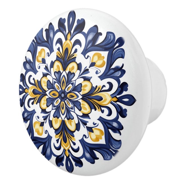 Pomo De Cerámica 💙 💛 Azulejos Porto Radiance (Derecha)