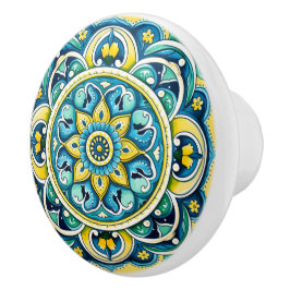 Pomo De Cerámica 💙 💛 Azulejos Sevilla Bloom