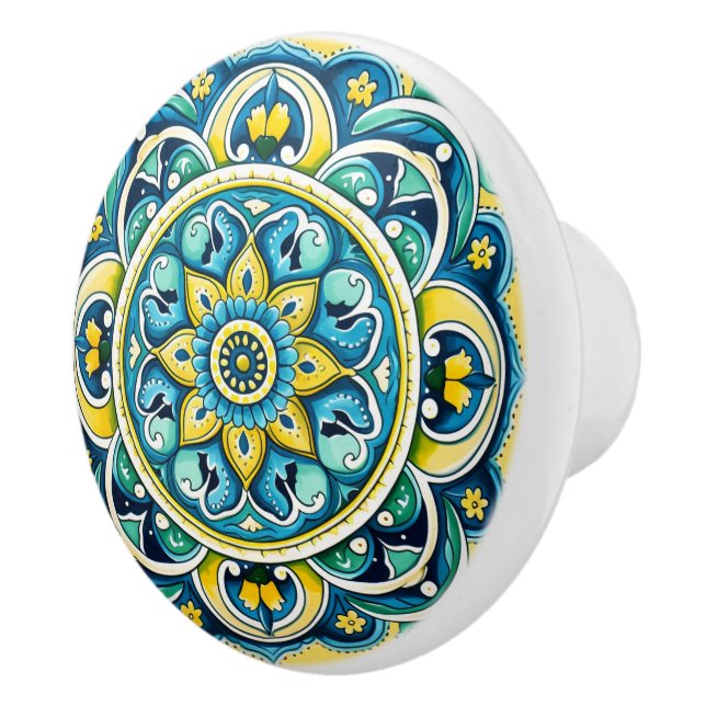 Pomo De Cerámica 💙 💛 Azulejos Sevilla Bloom (Derecha)