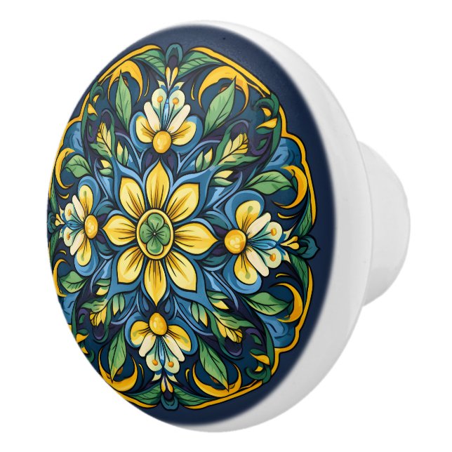 Pomo De Cerámica 💙 💛 Azulejos Sol Andaluz (Derecha)