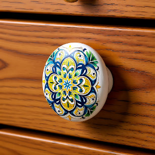 Pomo De Cerámica 💙 💛 Azulejos Valencia Star