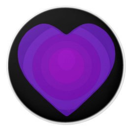 Pomo De Cerámica B&W Purple Hearts Beating Ceramic Knob