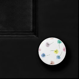 Pomo De Cerámica Bailando Dandelions | Patrón floral acuarela