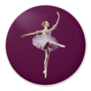 Pomo De Cerámica Bailarina en púrpura y blanco