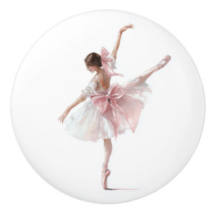 Pomo De Cerámica Bailarina Rosa Perchero de Bailarina de Ballet Ele