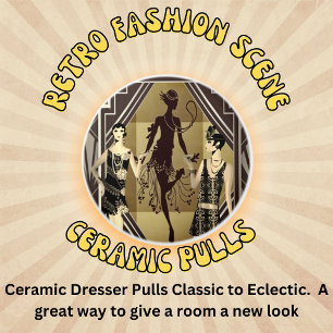 Pomo De Cerámica Bailarines de Flapper Retro Gold Negro