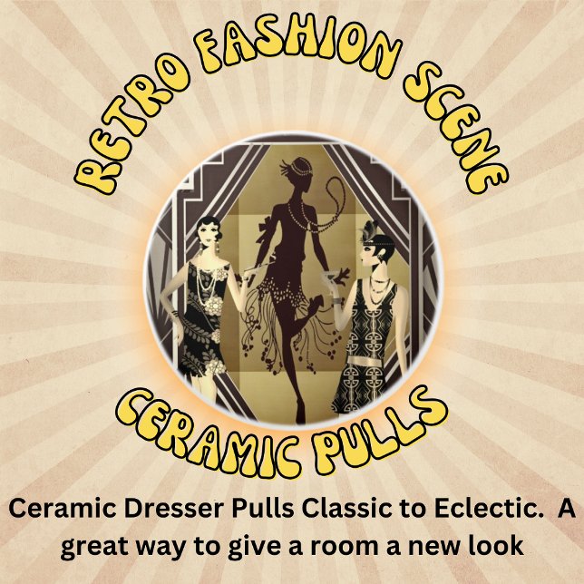 Pomo De Cerámica Bailarines de Flapper Retro Gold Negro (Subido por el creador)