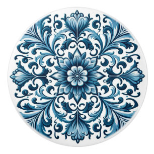 Pomo De Cerámica Baldosa azul portuguesa