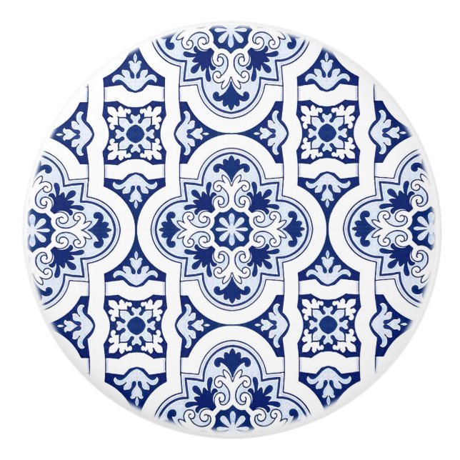 Pomo De Cerámica Baldosa azul portuguesa (Anverso)