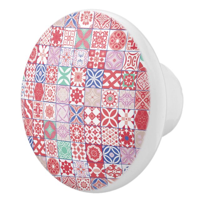 Pomo De Cerámica Baldosa roja marroquí (Derecha)