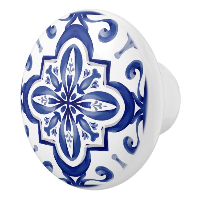 Pomo De Cerámica Baldosas azules,mosaico,majólica, (Derecha)