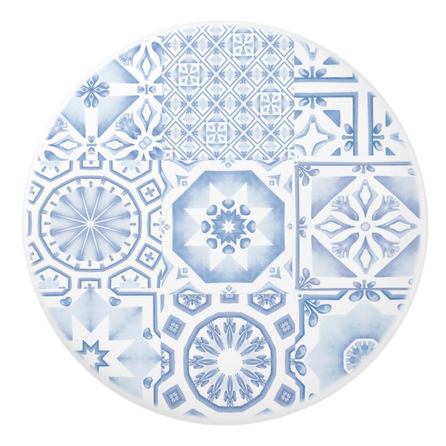 Pomo De Cerámica Baldosas azules,mosaico,majólica, (Anverso)