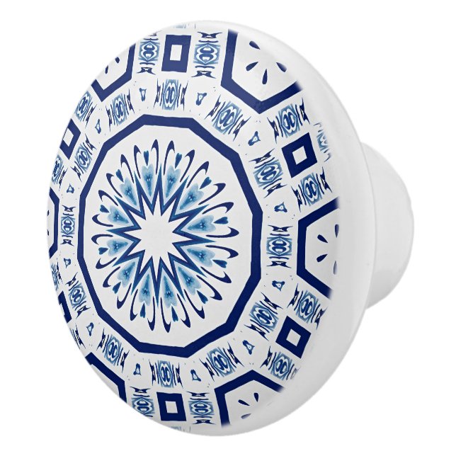 Pomo De Cerámica Baldosas persas, azulejos azules,marroquíes,círcul (Derecha)