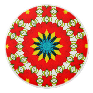 Pomo De Cerámica Baldosas persas, rojas, marroquíes, círculos,