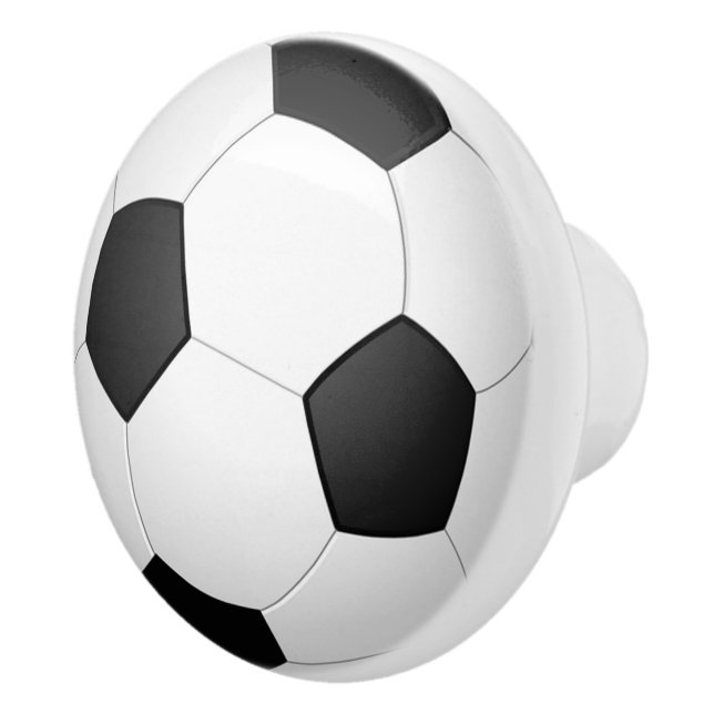 Pomo De Cerámica Ball de fútbol blanco tradicional negro divertido (Derecha)