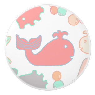 Pomo De Cerámica Ballena del mar, criaturas náuticas de la