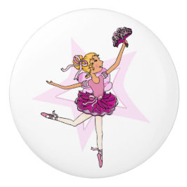 Pomo De Cerámica Ballerina rubia chica ballet pink art doorknob