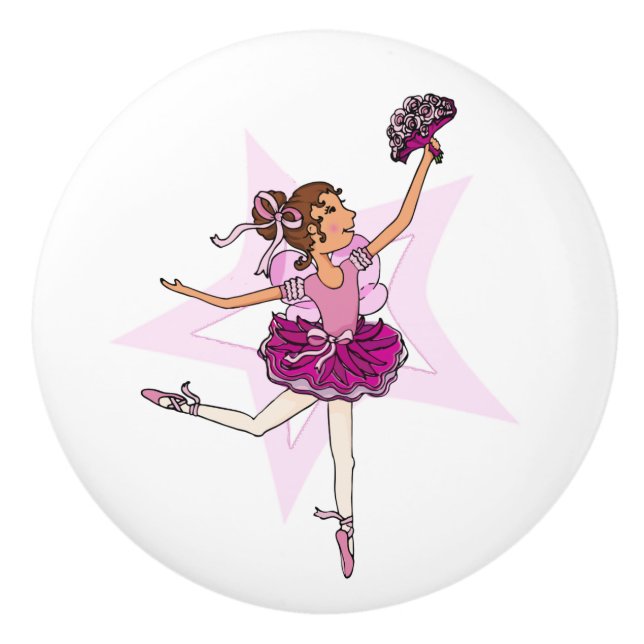 Pomo De Cerámica Ballet ballet pink art doorknob (Anverso)