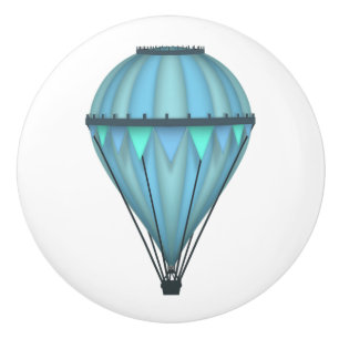 Pomo De Cerámica Balón azul de aire caliente