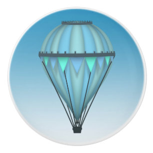 Pomo De Cerámica Balón azul de aire caliente