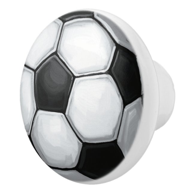 Pomo De Cerámica Balón de fútbol blanco y negro (Derecha)