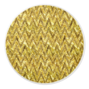 Pomo De Cerámica Bandas de Chevron Glam Gold