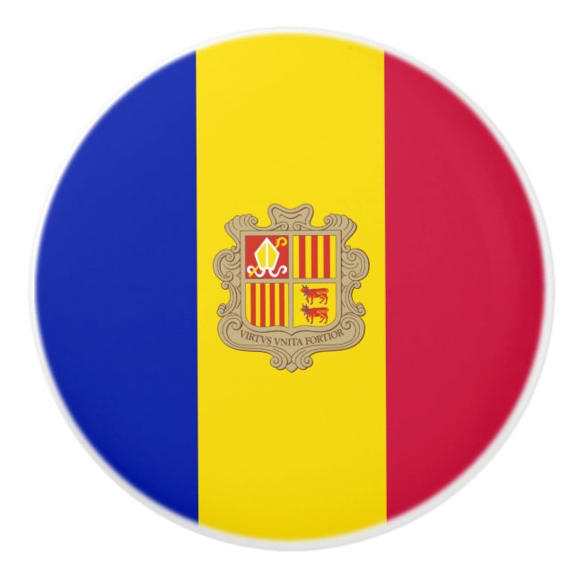 Pomo De Cerámica Bandera de Andorra (Anverso)